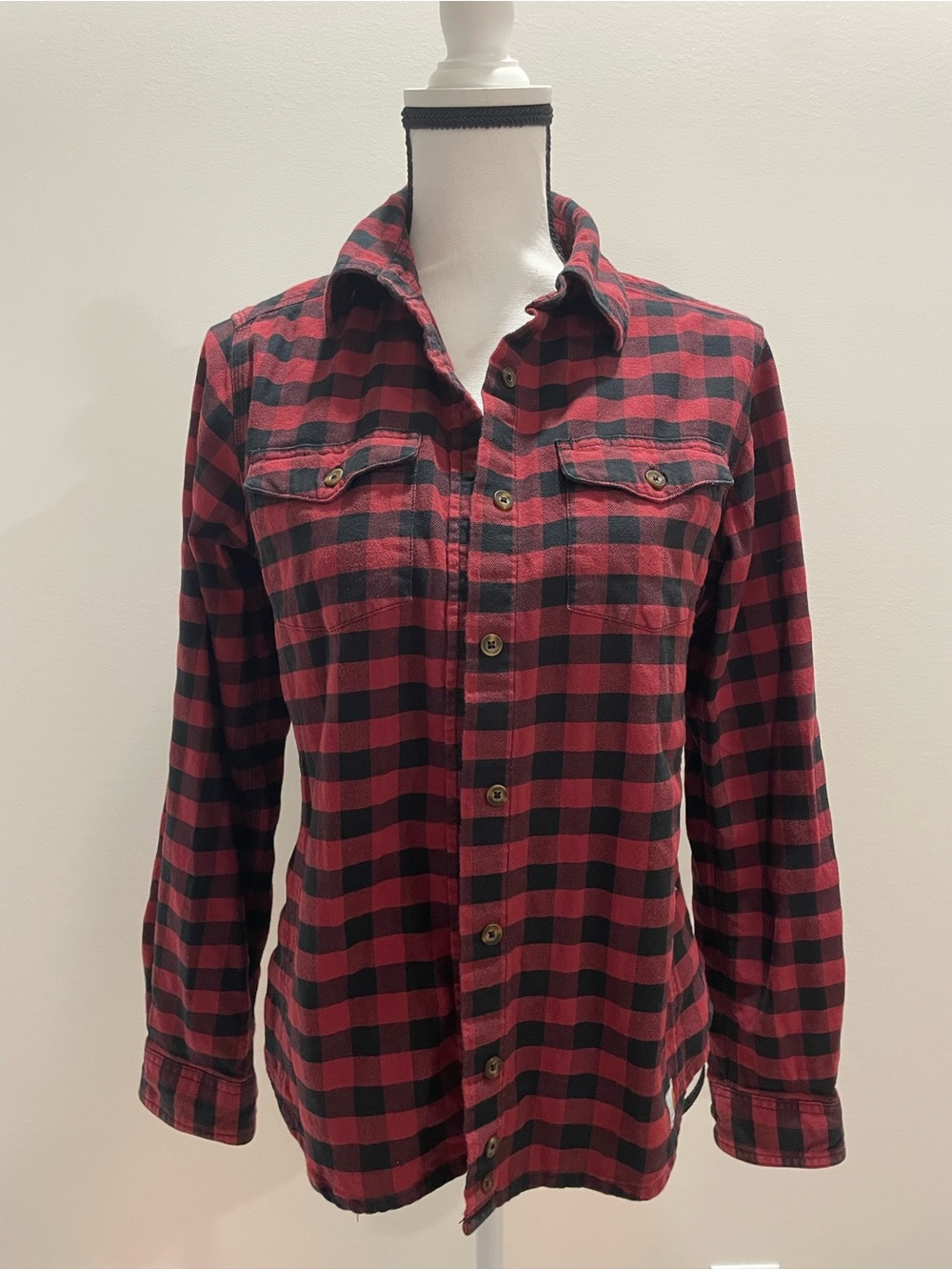 Carhartt Red and Black Plaid Button-Down Shirt